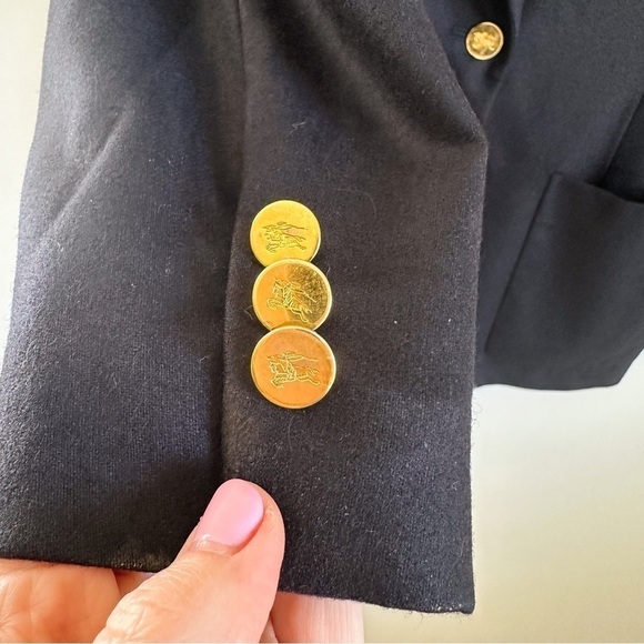 Burberry Navy Blue Embroidered Crest Oversized Schoolboy Wool Cashmere Blazer 8 - Picture 6 of 10
